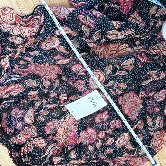 MISA Los Angeles‎ Azura Flutter-Sleeve Floral Midi Dress medium floral pink blue - Picture 16 of 16